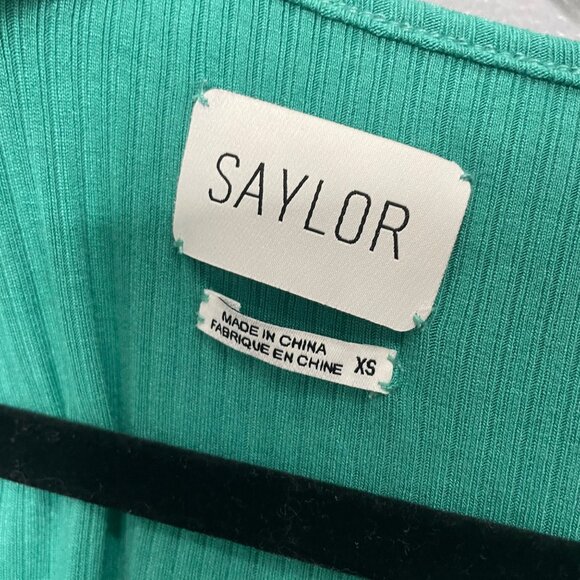 SAYLOR malavika ribbed button front midi dress in teal size L - Picture 3 of 6